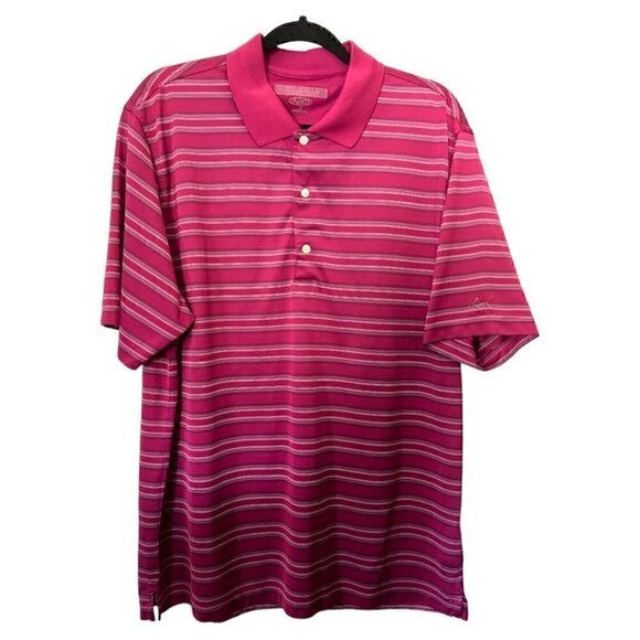 Men's Greg Norman Collared Striped Short Sleeve Polo Golf Shirt Size Large - Picture 1 of 5